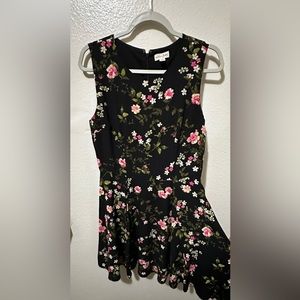 Maison Jules Black and Floral Dress Fit & Flare Style Size 6.
